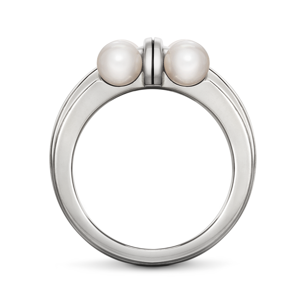Girl Interrupted Cross Pearls and Sterling Silver Ring by Diana Vincent Side View