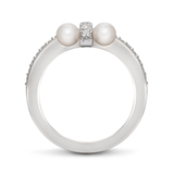 Girl Interrupted Pave Diamond and Pearls Cross Ring in White Gold Side View