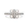 Girl Interrupted Pave Diamond and Pearls Cross Ring in White Gold by Diana Vincent