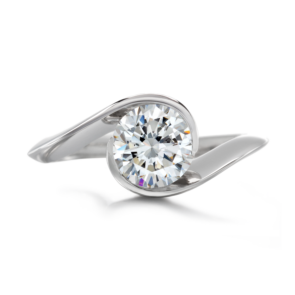 Diamond & Platinum Contour Solitaire Engagement Ring by Diana Vincent