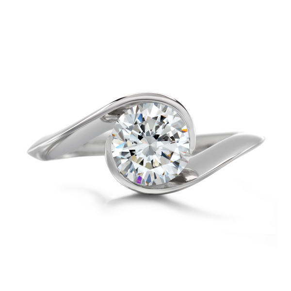 Diamond & Platinum Contour Solitaire Engagement Ring by Diana Vincent