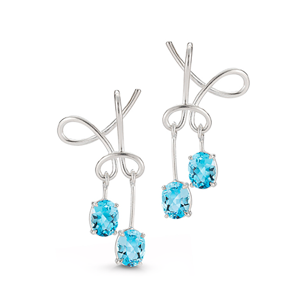 Kaleidoscope Blue Topaz Gem Stones and Sterling Silver Twist Earrings by Diana Vincent