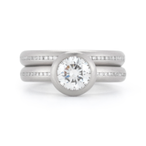 Comfortable Modern Steller Zero Cool Diamond Eternity Wedding Band and Engagement Ring