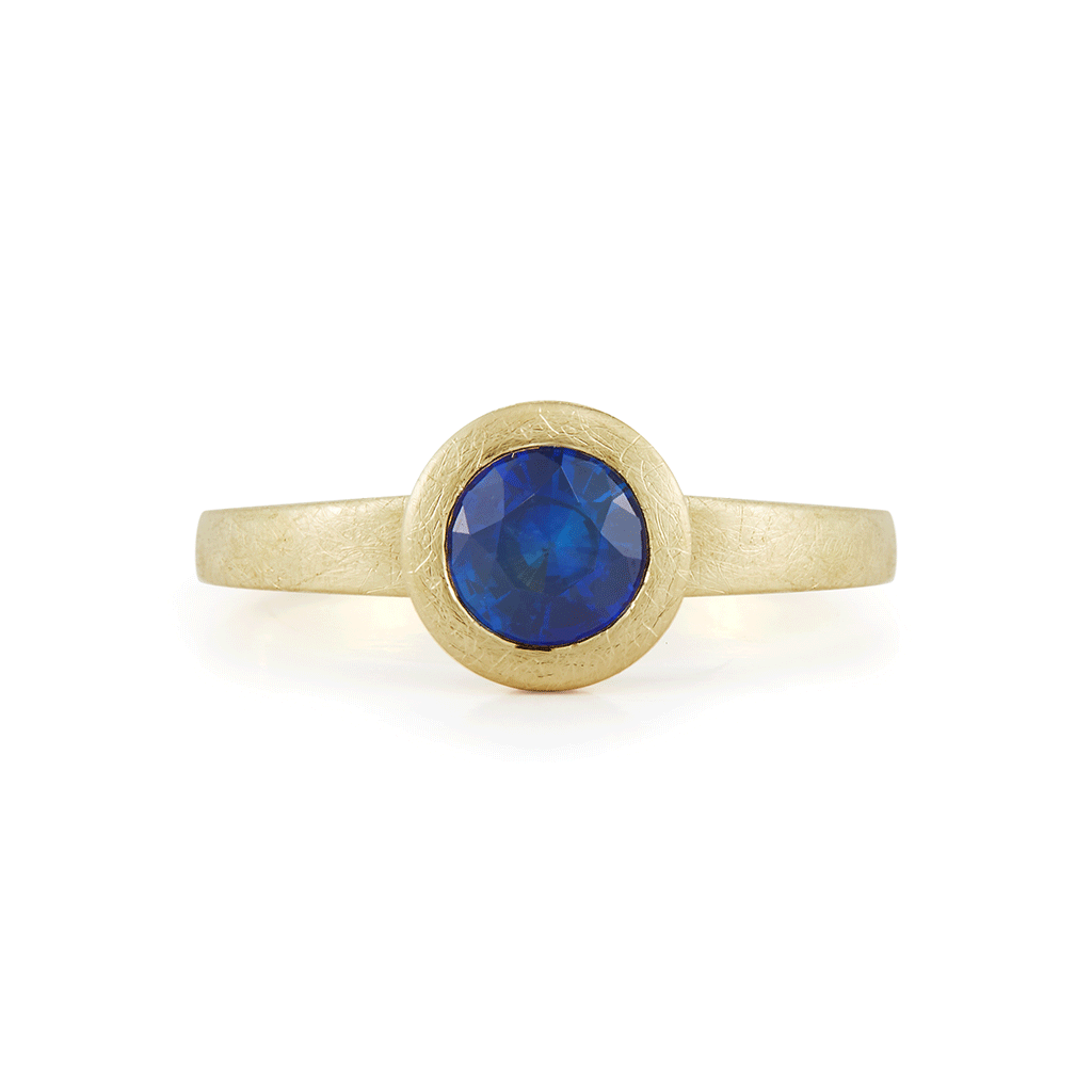 Shop the Original Natural Blue Sapphire Alternative Engagement Ring in Yellow Gold Online