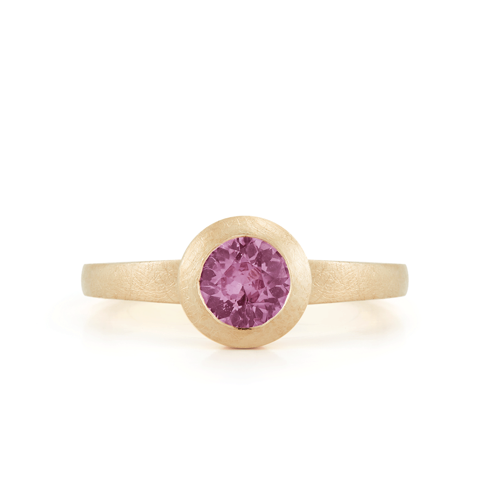 Shop the Original Natural Pink Sapphire Alternative Engagement Ring in Yellow Gold Online
