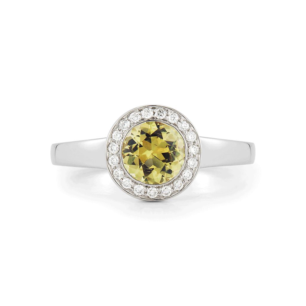 Shop the Yellow Sapphire and Diamond Alternative Engagement Ring in White Gold Online