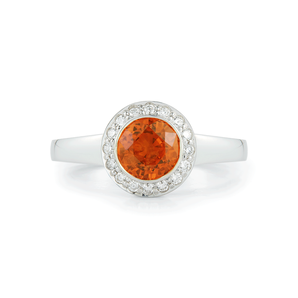 Shop the Orange Sapphire and Diamond Alternative Engagement Ring in White Gold Online