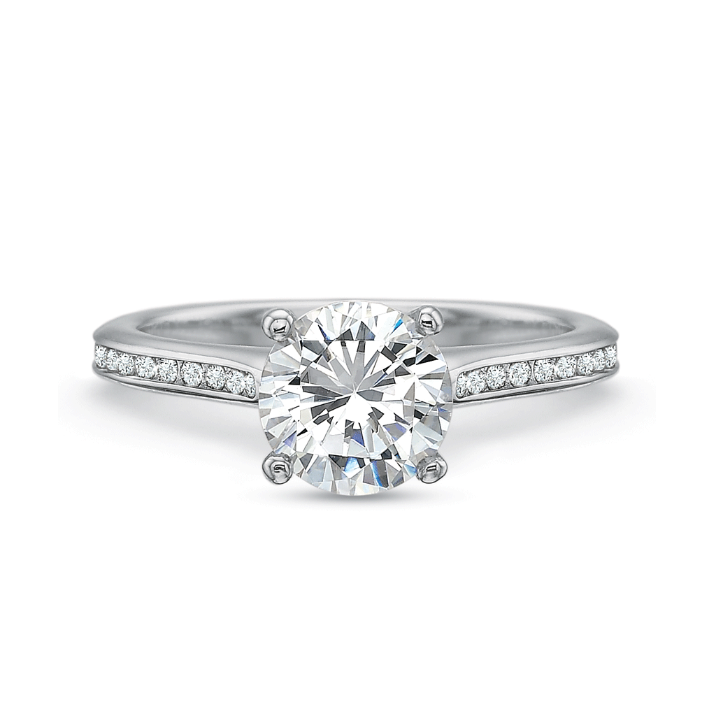 hop the Classic Diamond Four Prong Engagement Ring with Petite Diamond Band Online