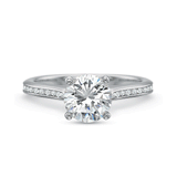 hop the Classic Diamond Four Prong Engagement Ring with Petite Diamond Band Online