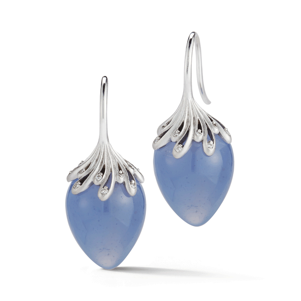 Blue Chalcedony and Diamond Drop Earrings by Diana Vincent