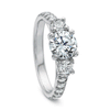Shop the Classic Three Stone Diamond Engagement Ring with Diamond Band Online