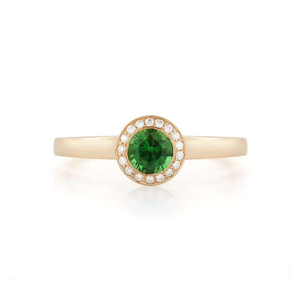 Shop the Tsavorite and Diamond Alternative Engagement Ring in Yellow Gold Online