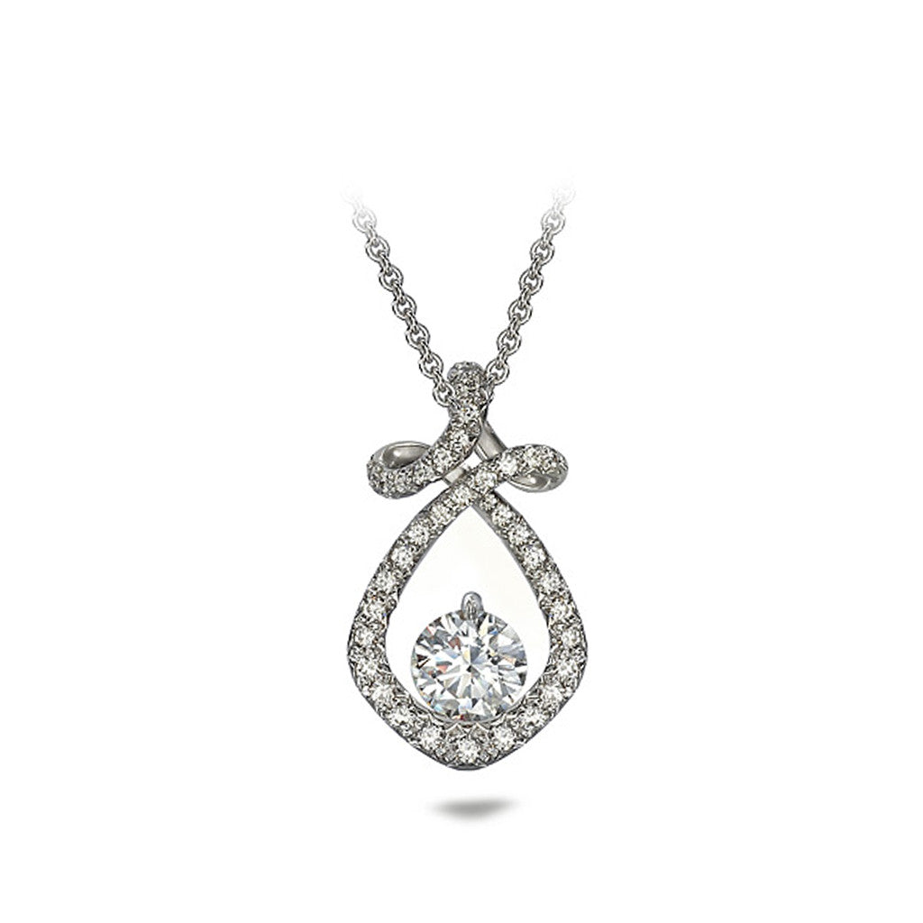 Dancing Twizzle Twist Design Diamond Pave and White Gold Pendant Necklace by Diana Vincent
