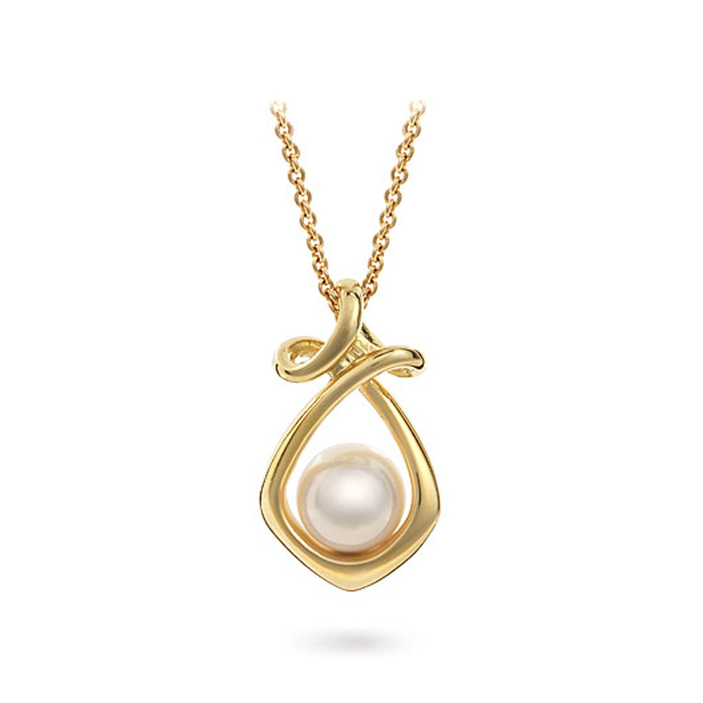 Dancing Twizzle Akoya Pearl and Yellow Gold Pendant by Diana Vincent