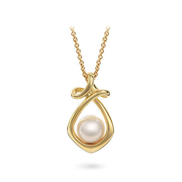 Dancing Twizzle Akoya Pearl and Yellow Gold Pendant by Diana Vincent