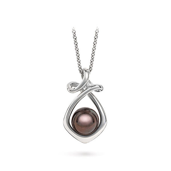 Dancing Twizzle Black Pearl and White Gold Pendant Necklace by Diana Vincent