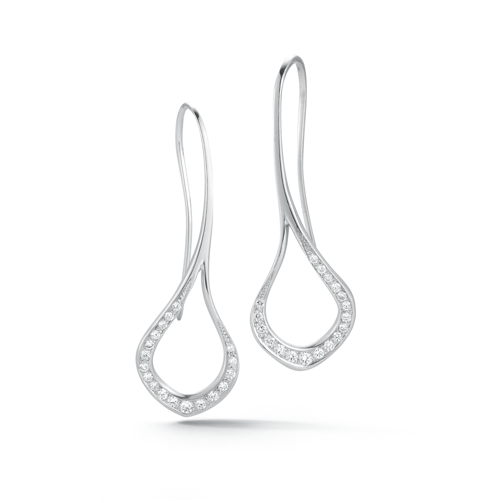 Contour Small Diamond and White Gold Silhouette Earrings by Diana Vincent