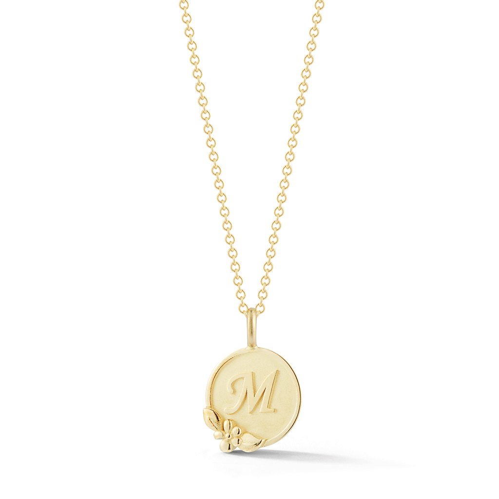 Letter M Pendant Necklace in Gold