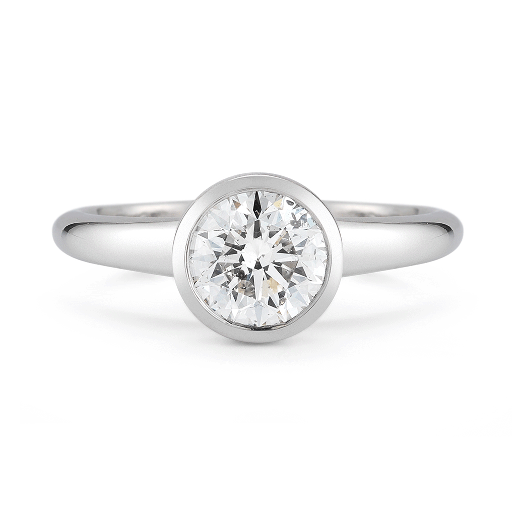 Shop the Bezel Set Round Brilliant Cut Engagement Ring in Platinum Online